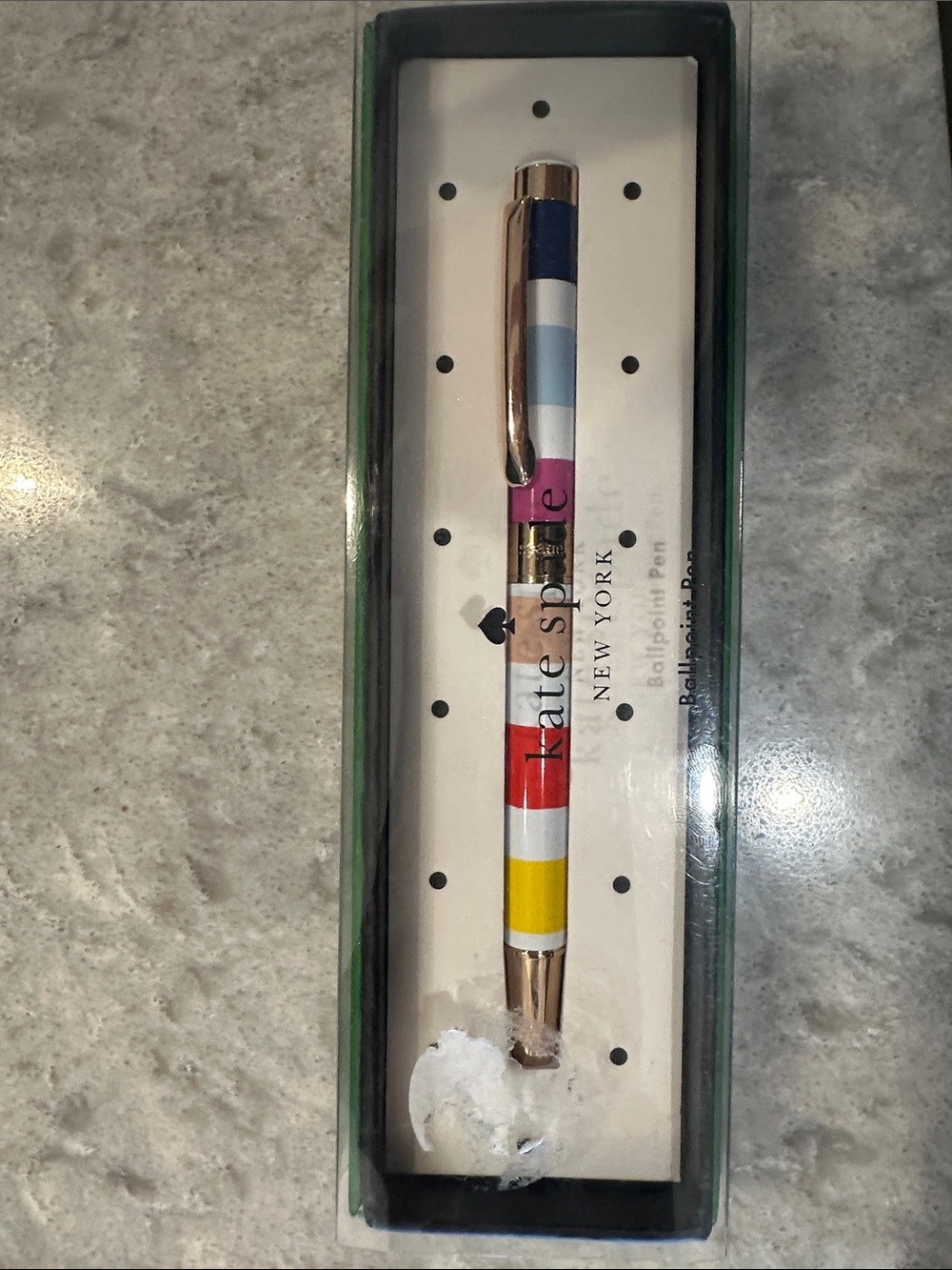 Kate Spade Multicolor Striped Ballpoint Pen with Gold Accents